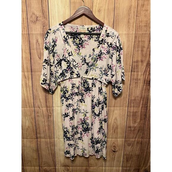 Jessica Simpson Small Mini Nursing Dress White Blue Floral V-Neck Maternity - Picture 5 of 12